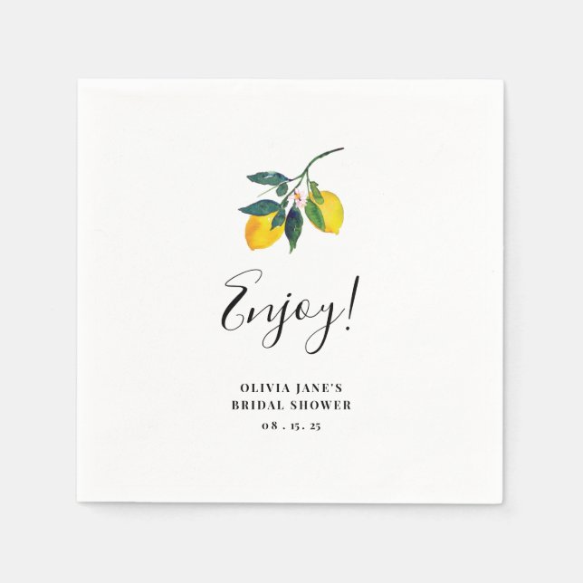 Serviette En Papier Mariage Tropical Citron (Devant)