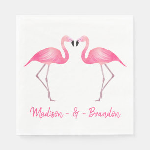 Serviette En Papier Mariage Tropical Flamant Rose Shower de Mariée Lua