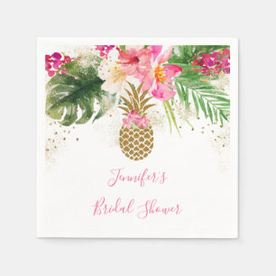 Serviette En Papier Mariage Tropical Floral de l'ananas