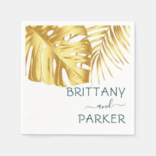 Serviette En Papier Mariage Tropical Gold personnalisé