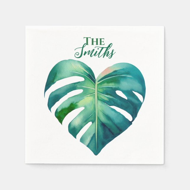 Serviette En Papier Mariage Tropical Palm Heart (Devant)