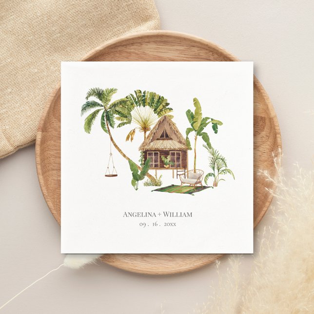 Serviette En Papier Mariage Tropical Palm Tree (Créateur téléchargé)