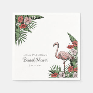 Serviette En Papier Mariage Tropical Rose Flamingo Hawaïen