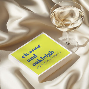Serviette En Papier Mariage Typographie Gras Chartreuse Bleu