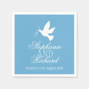 Serviette En Papier Mariage un blanc colombes bleu serviettes personna