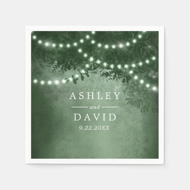 Serviette En Papier Mariage vert de la chaîne d'arbre rustique (Devant)