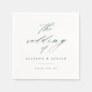 Serviette En Papier Mariage vert de script simple