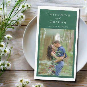 Serviette En Papier Mariage Vert Émeraude Photo Personnalisée