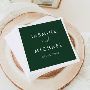 Serviette En Papier Mariage vert moderne Script