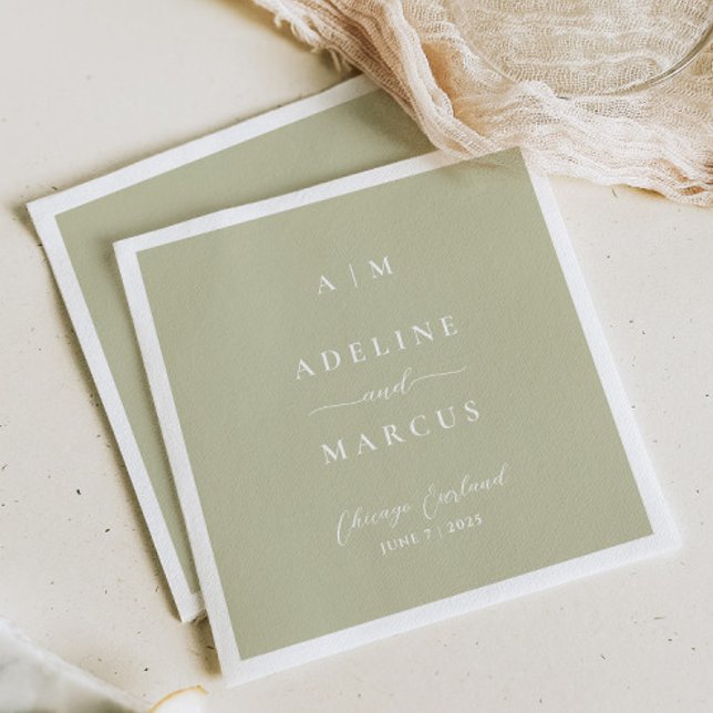 Serviette En Papier Mariage vert Sage Olive (Créateur téléchargé)