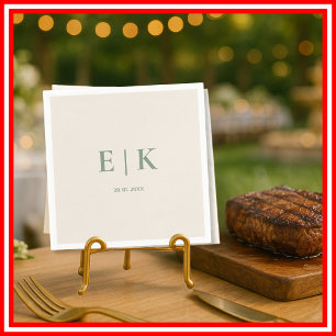 Serviette En Papier Mariage Vert Sauge Mariage Monogramme