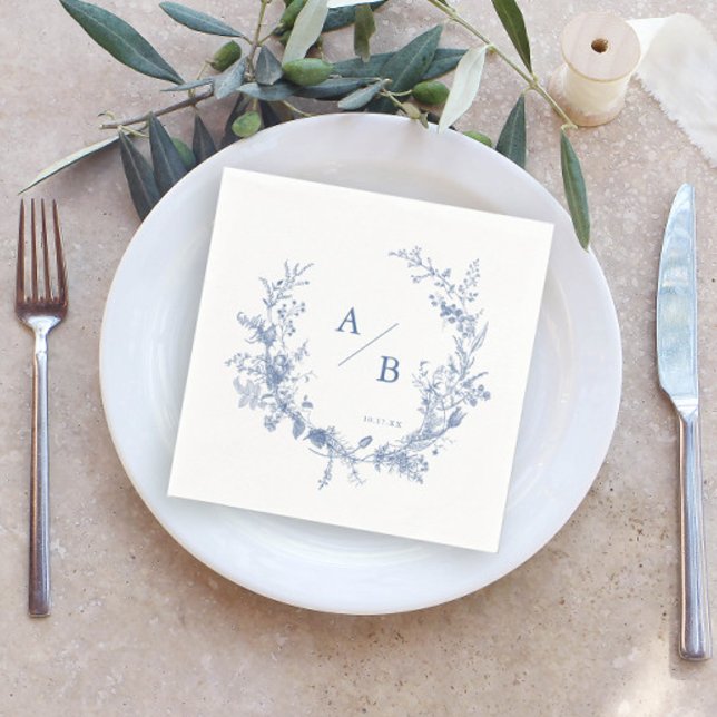 Serviette En Papier Mariage victorien classique Monogram Napkins (Créateur téléchargé)