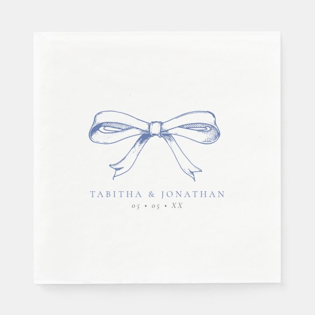 Serviette En Papier Mariage vintage Blue Bow (Devant)