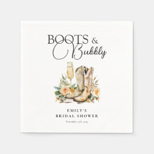 Serviette En Papier Mariage Western Boots et Bubbly