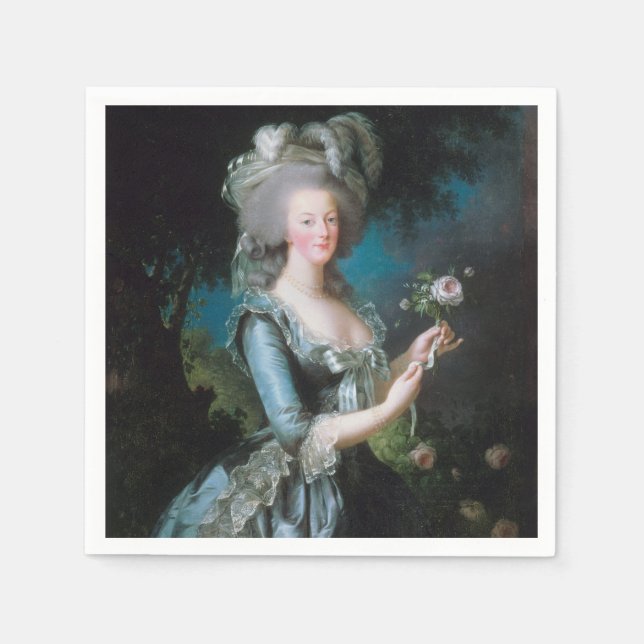 Serviette En Papier Marie Antoinette avec Rose par Elisabeth Le Brun (Devant)