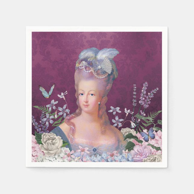 Serviette En Papier Marie Antoinette Mange Du Gâteau Anniversaire (Devant)