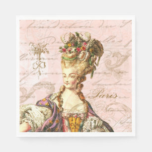 Serviette En Papier Marie-Antoinette Pink French Script Party Napkins