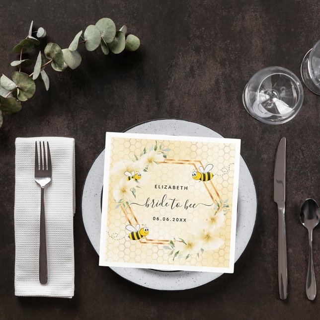 Serviette En Papier Mariée à abeille jaune fleur nid d'abeille douche  (Créateur téléchargé)