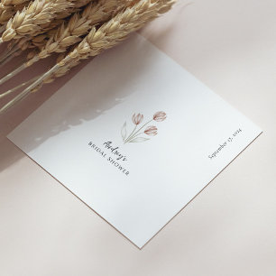 Serviette En Papier "Mariée à être" Tulipe d'aquarelle rose et blanc