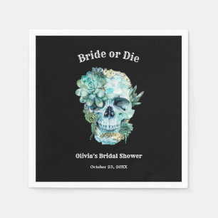 Serviette En Papier Mariée Crâne Floral ou Meurt Halloween Enterrement