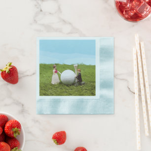 Serviette En Papier Mariée de golf et mariée avec balle de golf et tee