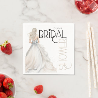 Serviette En Papier Mariée élégante moderne dans une robe de mariée Sh