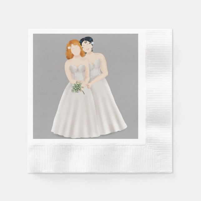 Serviette En Papier Mariée et mariée (Devant)