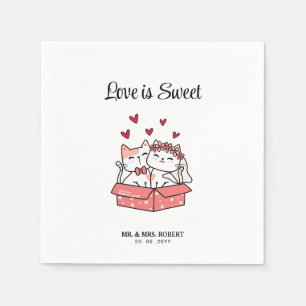 Serviette En Papier Mariée Et Salle De Cat Mignonne