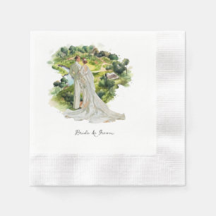 Serviette En Papier Mariée golfeuse et jeune marié pour golfeurs, cort
