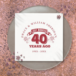 Serviette En Papier Mariés à peine Ruby 40e anniversaire de mariage