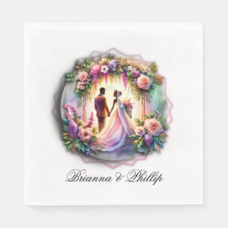 Serviette En Papier Mariés Clair De Lune Fleurs Mariage