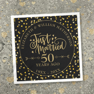 Serviette En Papier Mariés depuis 50 ans Anniversaire Noir et Or