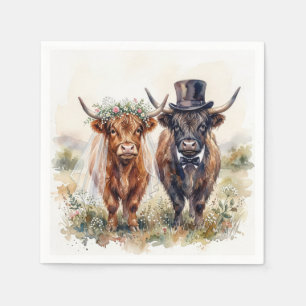 Serviette En Papier Mariés vache et taureau highlandais