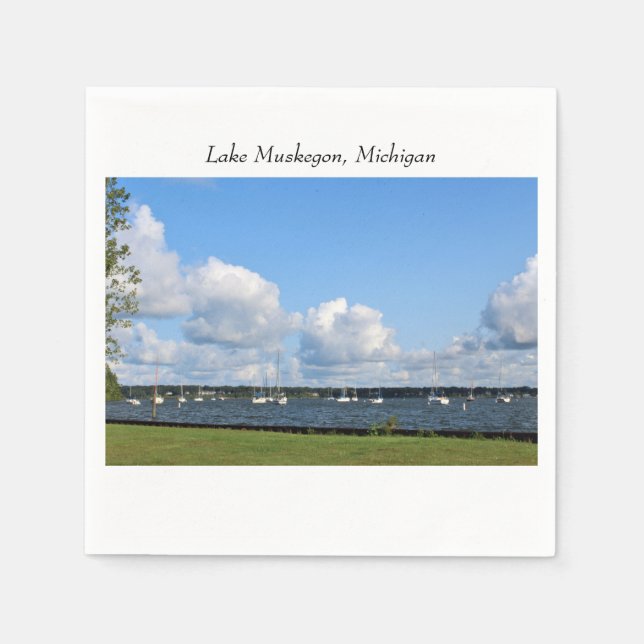 Serviette En Papier Marina sur le lac Muskegon, MI (Devant)