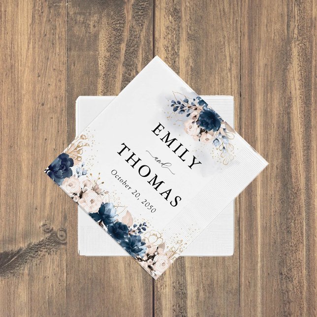 Serviette En Papier Marine bleu et Dusty Rose Mariage Napkin (Créateur téléchargé)