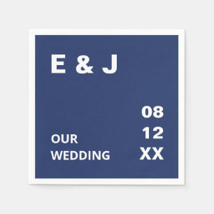 Serviette En Papier Marine bleu Mariage moderne Naples