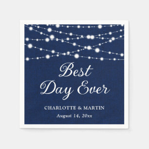 Serviette En Papier Marine Blue Burlap String éclats Russe Mariage