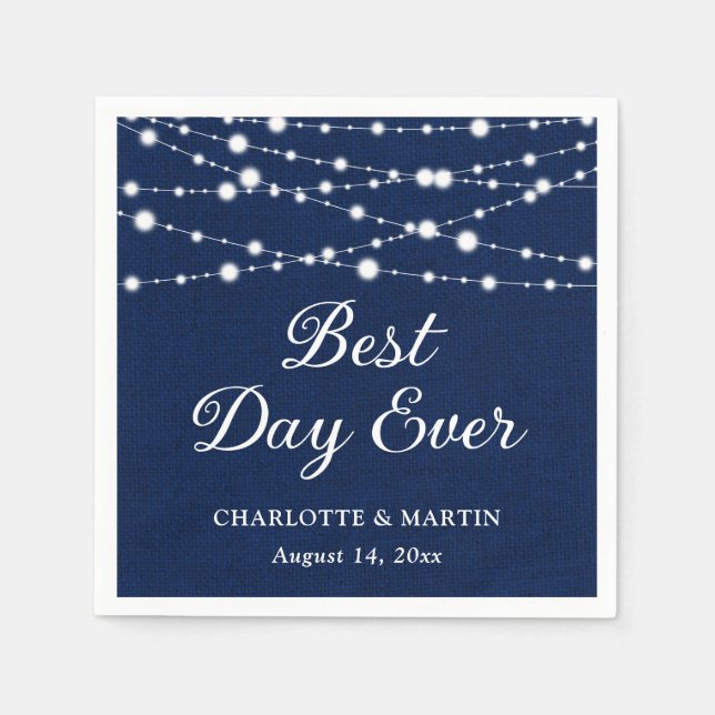 Serviette En Papier Marine Blue Burlap String éclats Russe Mariage (Devant)