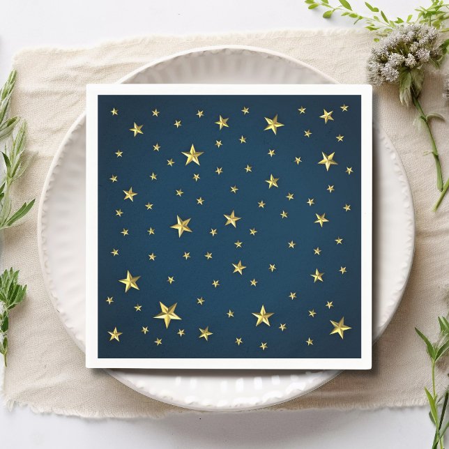 Serviette En Papier Marine Blue Gold Stars Personnalisé (Créateur téléchargé)