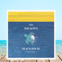 Marine Blue Wood Nom de famille Beach House