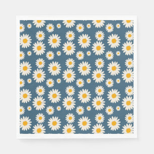 Serviette En Papier Marine Daisy Floral Bohemian Botanical Motif