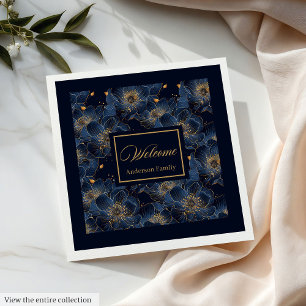 Serviette En Papier Marine Gold Custom Napkins Lux Floral Table Style