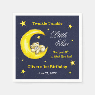 Serviette En Papier Marine Gold Twinkle Little Star 1er anniversaire