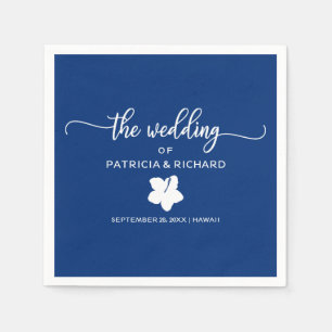 Serviette En Papier Marine Hibiscus bleu et blanc Destination Mariage