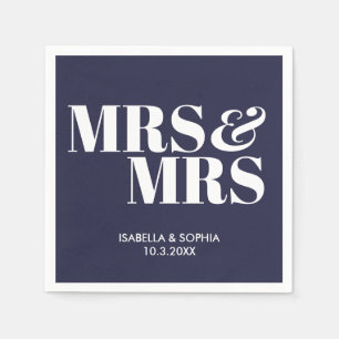 Serviette En Papier Marine Mme & Mme Bride Mariage personnalisé servie