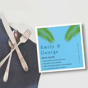 Serviette En Papier Marine Tropical Palm Leaf Blue Coastal Beach Maria