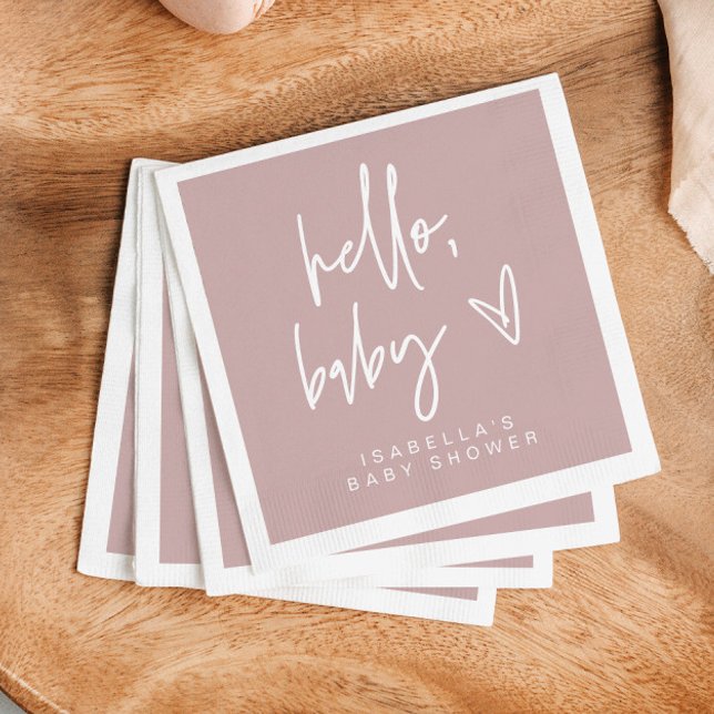 Serviette En Papier MARLO Boho Dusty Rose Bonjour Baby shower Napkins (Créateur téléchargé)