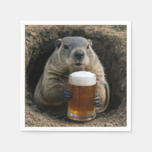 Serviette En Papier Marmotte avec chope de bière