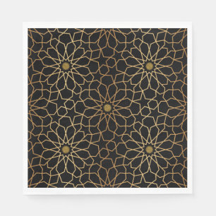 Serviette En Papier Marocain moderne Gold Noir Motif méditerranéen