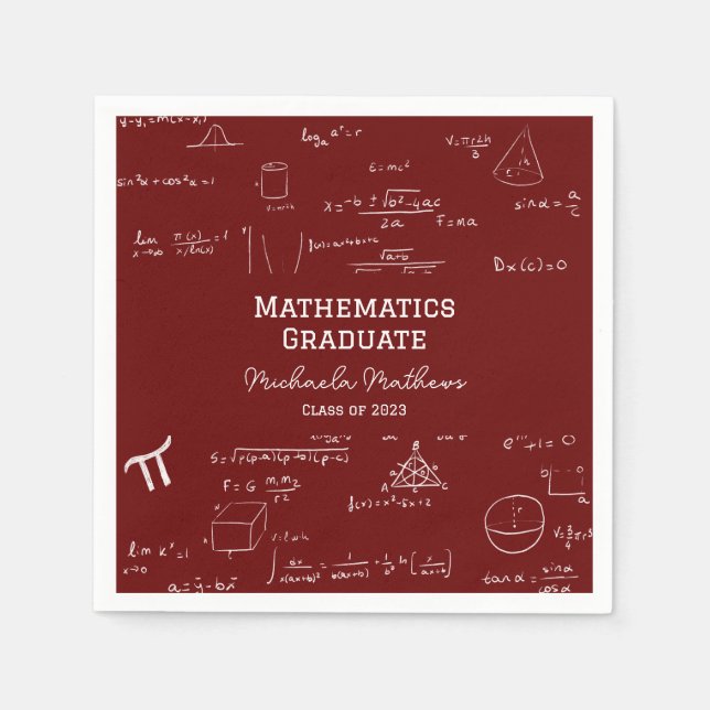 Serviette En Papier Maroon Mathematics Graduate Class of Graduation (Devant)